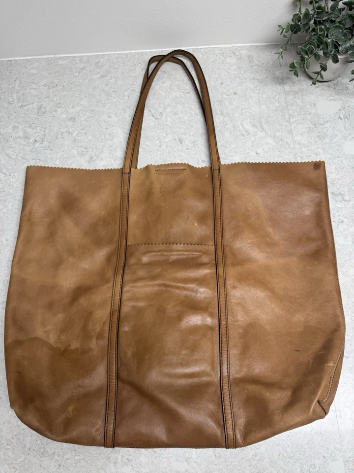 Banana Republic Vintage Bohemian Brown Leather Double Handle Tote Bag Handbag - Image 1 of 4