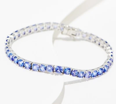 Affinity Cushion Cut Tanzanite Gem Tennis Bracelet, Sterling Silver, Large: 8" - Image 1 of 2