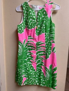 Abito a tubino senza maniche Lilly Pulitzer rosa verde floreale | Taglia 4 | - Foto 1 di 4
