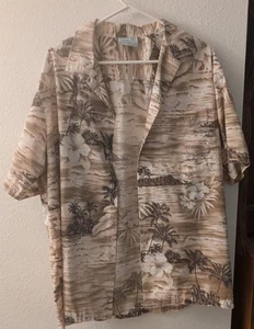 Jade Fashions Hawaiian Short Sleeve Shirt One Pocket Flower Palm Tree Motif L - Picture 1 of 3