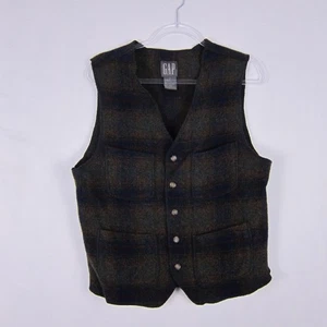 Gilet lana GAP vintage anni 90 a quadri misto marrone verde taglia small - Foto 1 di 7