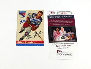 Tarjeta de hockey Topps firmada por Allan Stanley 1954-55 #41 Rangers JSA automática AR90511 - Imagen 1 de 2