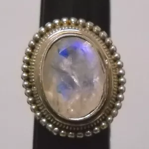 Anillo de piedra lunar arco iris plata esterlina 925 curación Reiki joyería ajustable #231 - Imagen 1 de 8