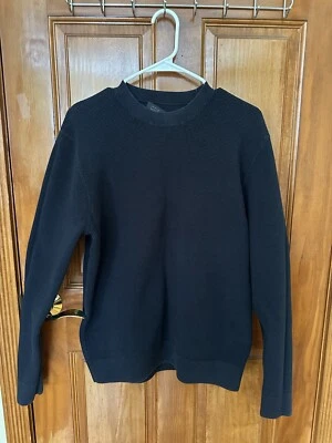 COS Crew Neck Jumper Waffle Knit Mens Size L Navy Cotton Blend Long Sleeve Used - Image 1 of 3