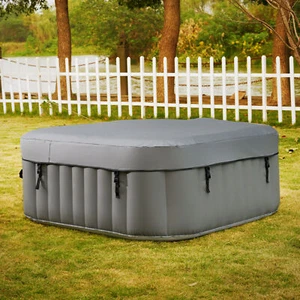 5ft Square Inflatable Hot Tub Indoor Outdoor Spa Tub for Patio Backyard Gray - Picture 1 of 11