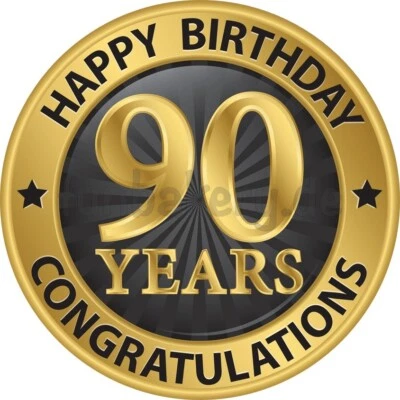 90.Geburtstag eßbar Torten-bild Muffin-aufleger Party Deko Cupcake Geschenk-Idee - Bild 1 von 4