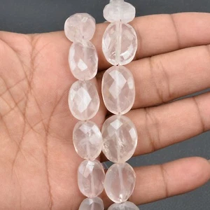 Natural Rose Quartz 8Inch Strand 10x13-12x17MM Gemstone Beads Faceted Oval Shape - Picture 1 of 5