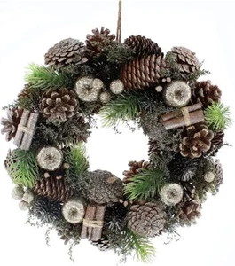 Festive 30cm Gold & Silver Bauble Wreath in Box P034448 - Picture 1 of 1