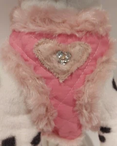 Arnés para perro rosa corazón arnés blandos Chihuahua Pomerania perros peluche de invierno - Imagen 1 de 5