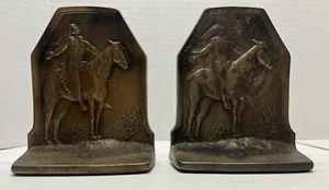 Sujetalibros de hierro fundido Connecticut Foundry nativos americanos a caballo - Imagen 1 de 13