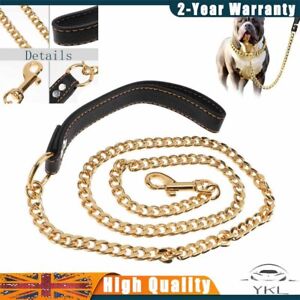 Stainless Steel Dog Chain Leash Gold Heavy Duty Strong Buckle Lead for Large Dog