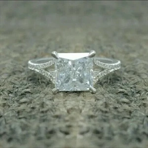 Wedding Side open Ring 925 Sterling Silver 1.22Ct Princess Simulated Diamond - Picture 1 of 4