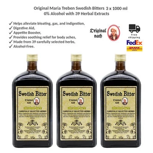 Maria Treben Swedish Bitters 1000 ml 0 % alcohol con 39 extractos de hierbas 3x1000 ml - Imagen 1 de 7