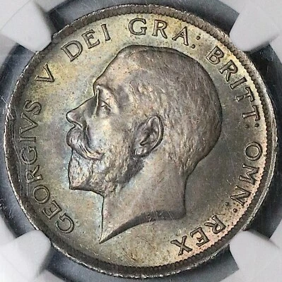 1915 NGC MS 64 1/2 Crown George V Great Britain Sterling Silver Coin (24050103C) - Image 1 of 4