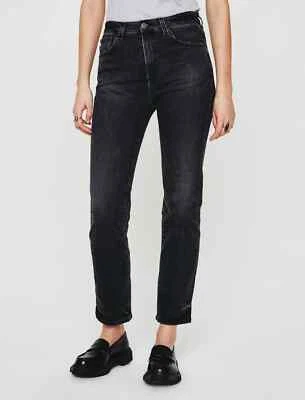 NEW! $225 AG JEANS SAIGE HIGH WAIST STRAIGHT LEG ANKLE JEANS 10 YEARS BONFIRE 24 - Image 1 of 4