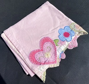 Pottery Barn Kids Pink Heart Quilted Valance Lined Cotton Floral 18x44” VGUC - Picture 1 of 5