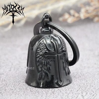 Motorcycle Biker Bell Hanger Angel Wing Cross Biker Luck Gremlin Ride Bell Mens - Imagem 1 de 4