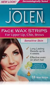 Jolen Sensitive Skin Facial Strip Wax (16 Strips), (Pack of 1) - Picture 1 of 4