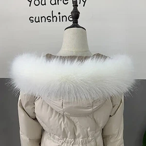 Bufanda con cuello de piel sintética chaquetas de invierno capucha ribete de piel para mujeres hombres niños 60 cm 90 cm - Imagen 1 de 27