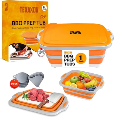 Bañera de preparación para barbacoa 8L/16L con tabla de cortar, tapa y guantes/guantes de cortesía - Colla Foto 1 de 4