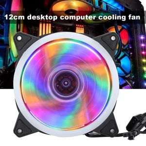12cm RGB Fan Multicolored Chassis Fans Desktop Computer CPU Cooling S NEW - Afbeelding 1 van 12