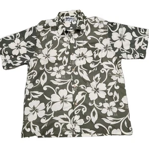 VTG O'NEILL Hawaiian Shirt Men XL Pale Green Floral Cotton Made In USA - Picture 1 of 5
