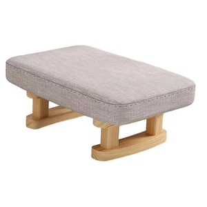Small Foot Stool, Fabric Footstool with Wooden Legs, Footrest Stools Grey - Picture 1 of 6