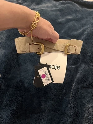 Cinturón Maje Nuevo con Etiquetas $175 Talla Pequeña Beige Doble Hebilla  Foto 1 de 4