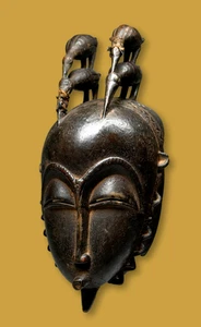 A Baule African Mask with Avian Finial - Picture 1 of 5