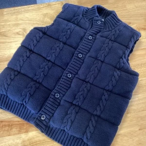 EUC Boys Janie And Jack Cable Knit Puffer Sweater Vest- Navy- Size 5/6 - Picture 1 of 6