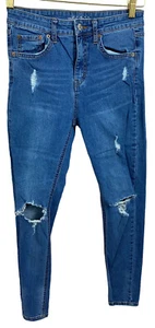 Pantalones de mezclilla ajustados Wild Fable High Rise talla 4 azul lavado 5 bolsillos angustiados desgarrados - Imagen 1 de 7