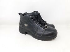 Milwaukee Motorcycle Ankle Boots Womens 9 Black Leather Lace Up Biker Low Heel