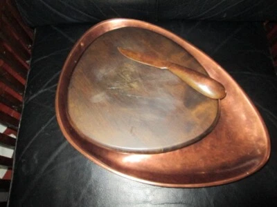 Raro Nambe Steve Cozzolino Heritage Guijarro Tablero de Queso con Cuchillo MT0439 Bronce Foto 1 de 4