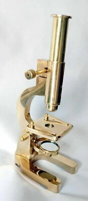 Antique Vintage Solid Brass Microscope Student Microscope 7 Inches Shiny Brass - Image 1 of 4