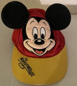 Disneyland Mickey Mouse Hat Signed By Mickey Yellow Red Black Youth Hat - Picture 1 of 9