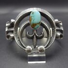 Vintage AARON ANDERSON Navajo Sterling Silver & TURQUOISE Cuff BRACELET 60.3g