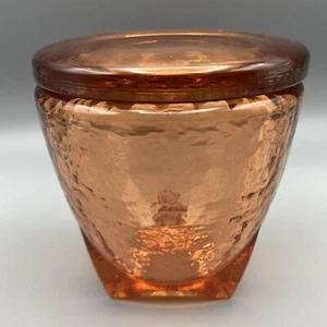 Fire and Light Recycled Glass Footed Copper Jar and Lid 4" Tall - Picture 1 of 12