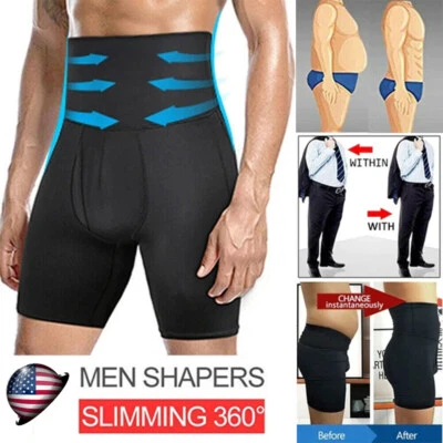 Men's Compression High Waist Boxer Shorts Tummy Shaping Body Shaper Girdle Pants - Image 1 of 4