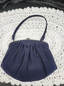 Vintage Garay Navy Clutch Bag/ Cocktail Purse With Matching Coin Purse - Picture 1 of 11