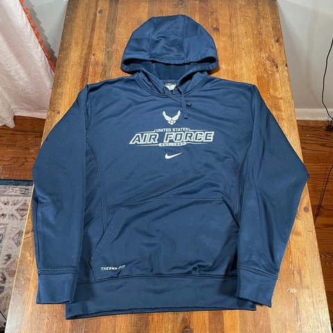 Air Force Falcons Hoodie Mens Medium Blue Nike Therma Fit Pullover Sweatshirt Cover