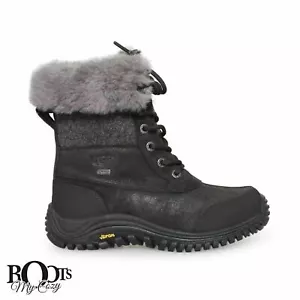 UGG ADIRONDACK II WOOL BLACK WATERPROOF SHEEPSKIN BOOTS SIZE US 6/UK 4.5 NEW - Picture 1 of 7