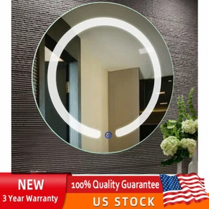 20" Round Touch Bathroom LED Illuminated Vanity Wall Mirror Makeup with Light US - Picture 1 of 11