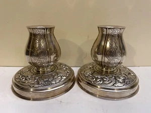 Vintage Silver Plate Denmark Weighted Candle Holders - Picture 1 of 6