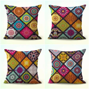 set of 4 mandala patchwork cushion covers pillow throw covers - Picture 1 of 8