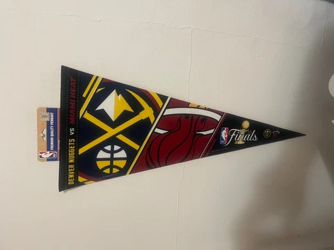 DENVER NUGGETS MIAMI HEAT DUELING PREMIUM PENNANT 12"X30" 2023 NBA FINALS Cover