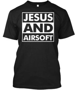 Funny Jesus And Airsoft Gift T-Shirt Made in the USA Size S to 5XL - Picture 1 of 1