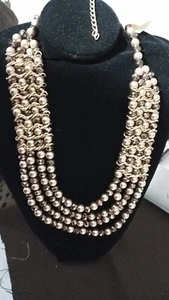 COLLANA DI BIGIOTTERIA GIROCOLLO PIU' FILI PERLE AMBRA, BASE ORO. - Foto 1 di 1