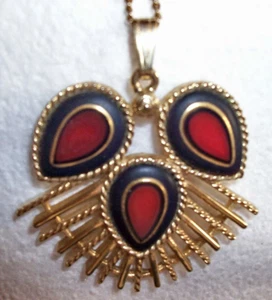 SARAH COVENTRY “DYNASTY” Designer Three Stone Pendant w/Chain 1960s - Picture 1 of 3