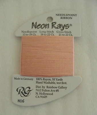 Rainbow Gallery Neon Rays Needlepoint 100% Rayon Ribbon Cross Stitch N16 Orange - Image 1 of 4