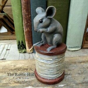 Vintage Style Mouse on a Cotton Reel Ornament